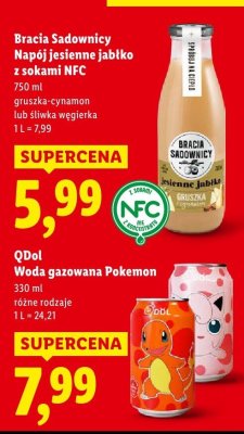 Napój jesienny jabłko Bracia Sadownicy z sokami NFC gruszka-cynamon lub śliwka węgierka 750 ml promocja w Lidl
