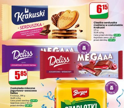 Ciastka serduszka maślane w czekoladzie Krakuski promocja w Dino