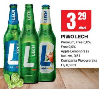 Piwo Lech Premium, Free 0,0%, Free 0,0% Apple Lemongrass but. zw. promocja w Chorten