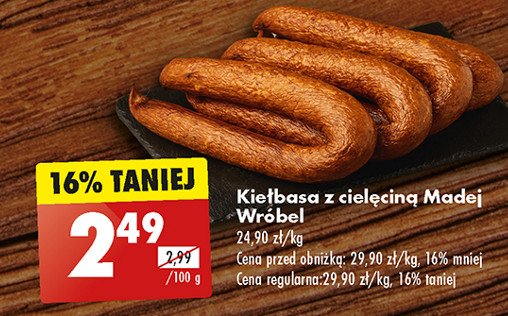 Kiełbasa drobiowa z cielęciną Madej & wróbel promocja