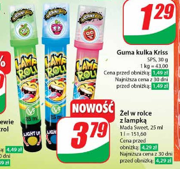 Żel w rolce z lampką truskawka Mada sweet promocja