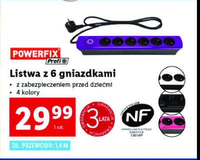 Listwa zasilająca 6 gniazdek biała Powerfix promocja