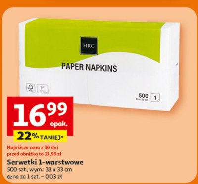Serwetki 1-warstwowe promocja w Auchan