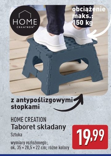 Taboret składany 35 x 28.5 x 22 cm Home creation promocja w Aldi