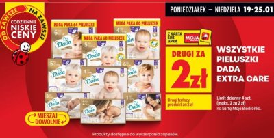 Pieluszki Dada Extra Care wszystkie rozmiary promocja w Biedronka