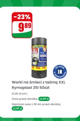 Worki na śmieci z taśmą XXL Rymoplast 35l 50szt promocja w Dino