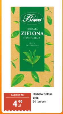 Herbata zielona Bifix 30 torebek promocja w Dino