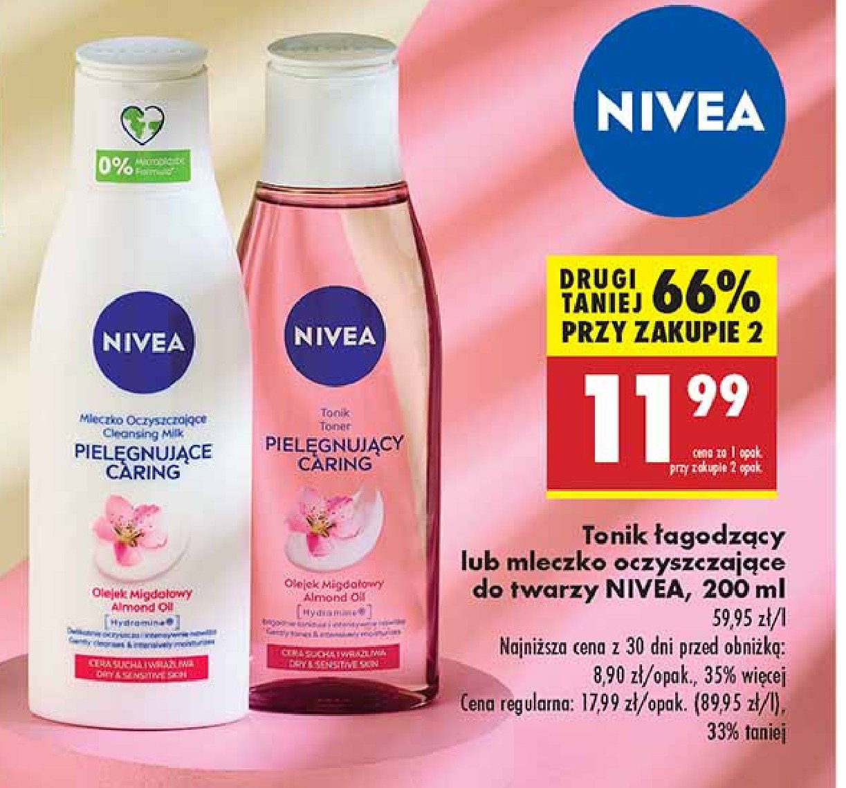 Mleczko oczyszczające cera sucha i wrażliwa Nivea face essentials promocja w Biedronka