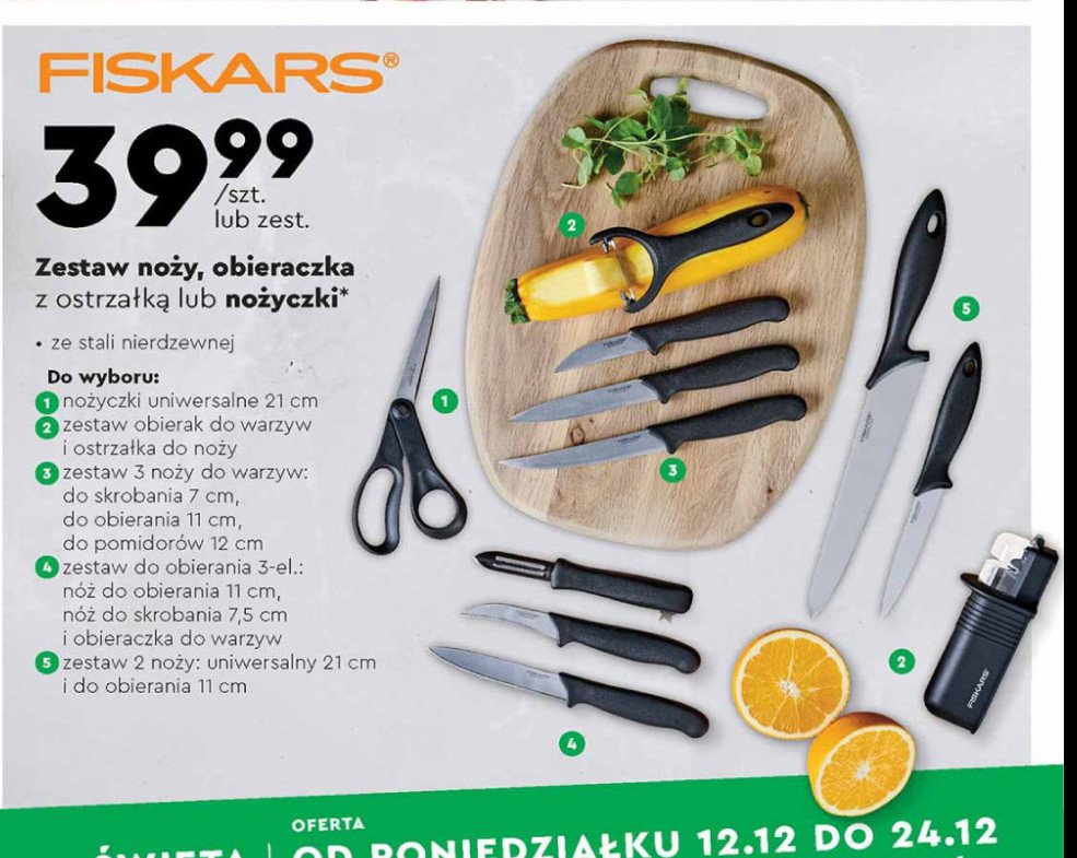 Zestaw 3 noży do warzyw essential Fiskars promocja