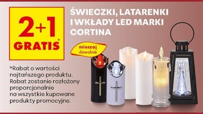 Świeczki, latarki i wkłady LED marki Cortina promocja w Biedronka