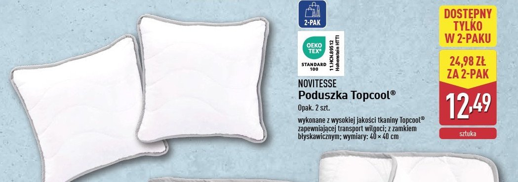 Poduszka top cool 40 x 40 cm Novitesse promocja w Aldi