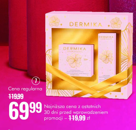 Zestaw kosmetyków w pudełku luxury placenta 50+ : krem na dzień  i na noc 50 ml + serum pod oczy 15 ml Dermika zestaw promocja