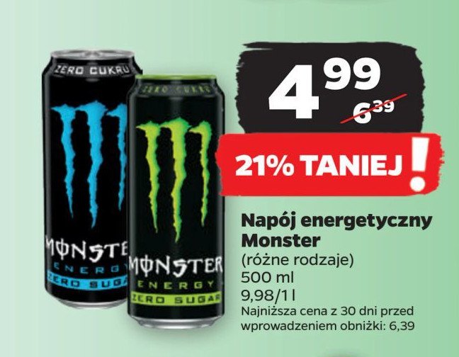 Napoj energetyczny Monster energy zero promocja w Netto