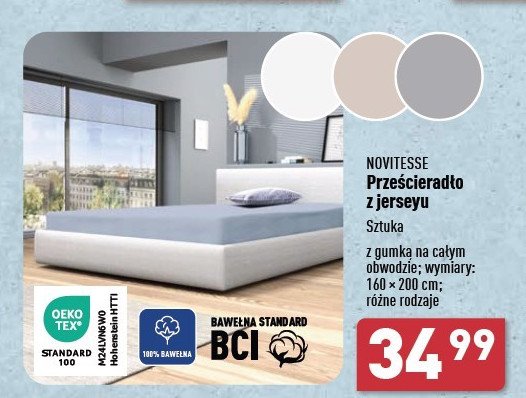 Prześcieradło z jerseyu 160 x 200 cm Novitesse promocja