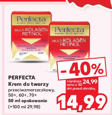 Krem przeciwzmarszczkowy na dzień i noc silnie redukujący zmarszczki 70+ Perfecta multi kolagen retinol promocja