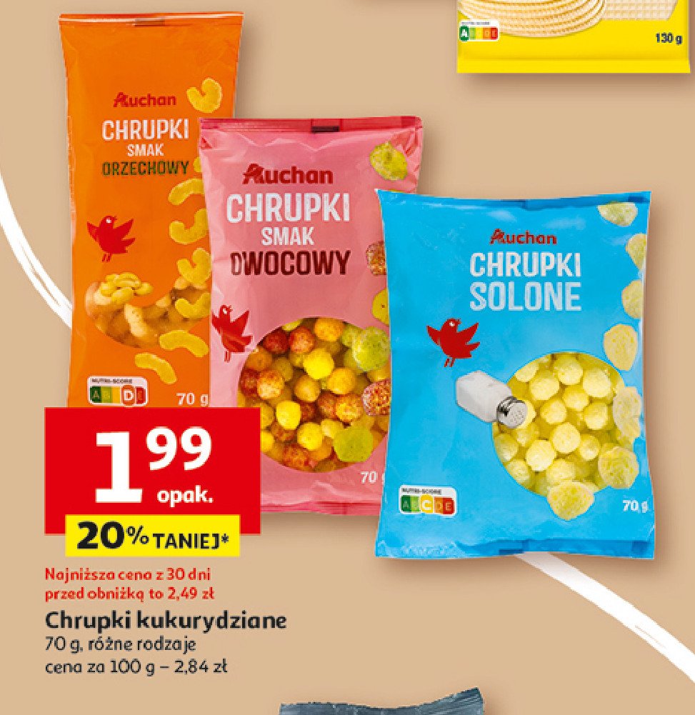 Chrupki solone Auchan różnorodne (logo czerwone) promocja