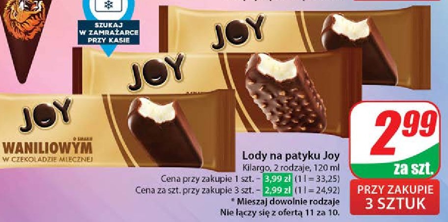 Lody waniliowe w czekoladzie mlecznej Augusto joy promocja