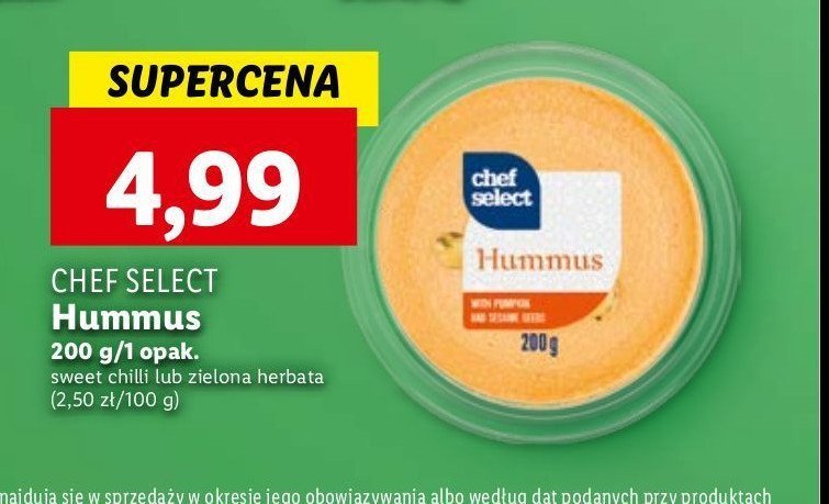 Hummus sweet chilli Chef select promocja