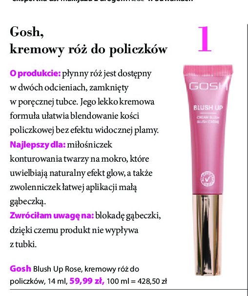 Róż w kremie 002 rose Gosh blush up promocja