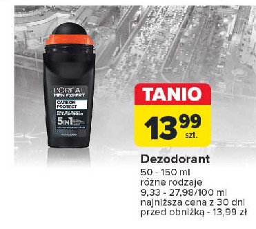 Anti-perspirant 5 in 1 L'oreal men expert carbon protect promocja