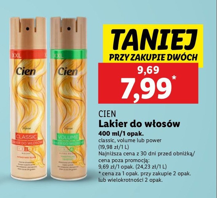 Lakier do włósów intensywny blask Cien classic promocja