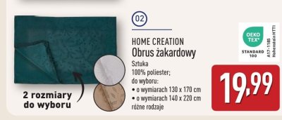 Obrus żakardowy HOME CREATION promocja w Aldi