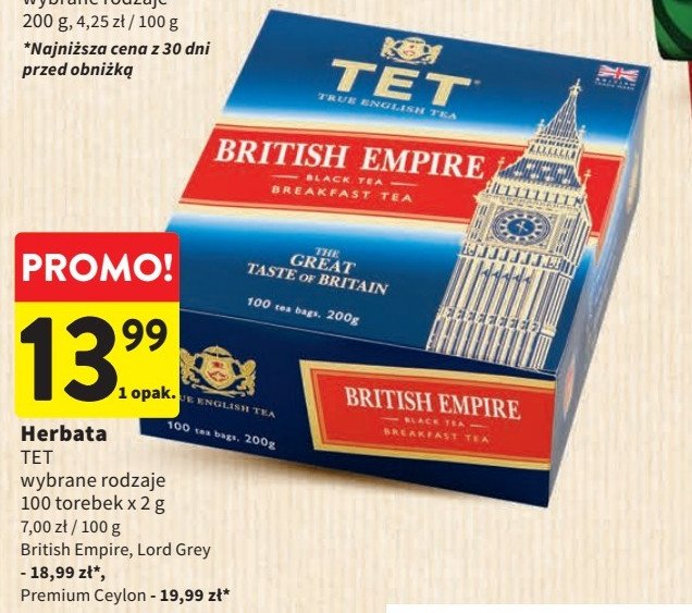 Herbata ekspresowa Tet premium ceylon promocja