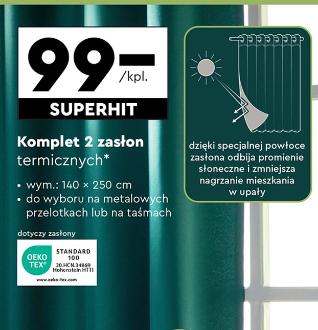 Zasłony termiczne na przelotkach 140 x 250 cm promocja