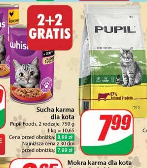 Karma dla kota z kurczakiem-wątróbką-warzywami Pupil promocja