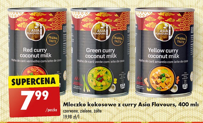 Mleczko kokosowe z curry czerwone Asia flavours promocja w Biedronka