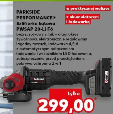 Szlifierka kątowa PARKSIDE PERFORMANCE PWSAP 20-Li F6 promocja w Kaufland