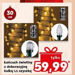 Łańcuch świetlny 30 led z dekoracyjną kulką promocja w Kaufland