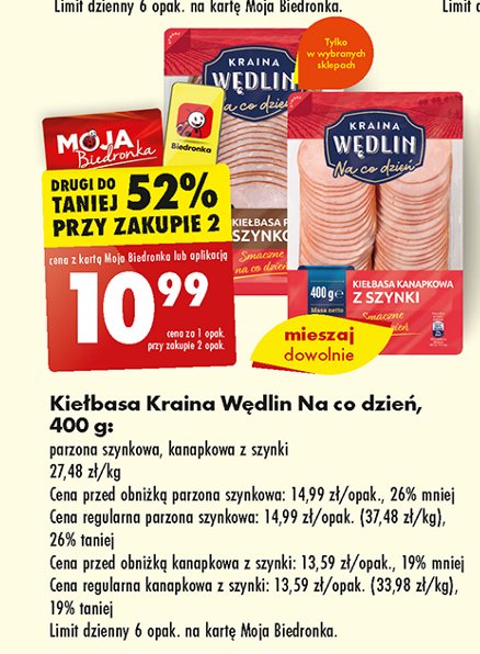 Kiełbasa parzona szynkowa Kraina wędlin promocja