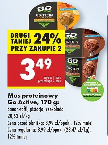 Mus banan-toffi Go active promocja w Biedronka