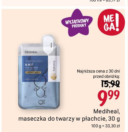 Maseczka n.m.f. żelowa nawadniająca Mediheal promocja