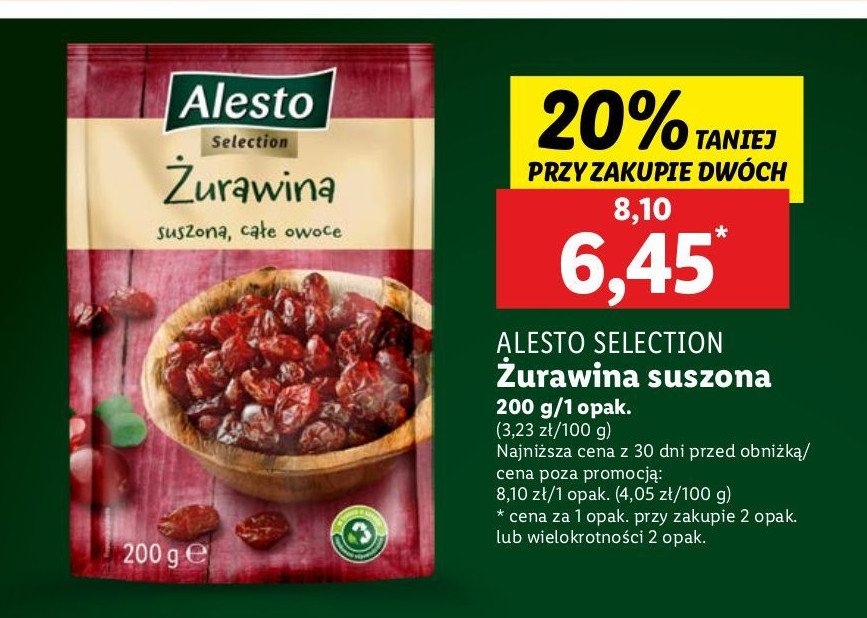 Żurawina suszona Alesto promocja