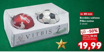 Bombka szklana Piłka nożna VITBIS śr. 80 mm promocja w Kaufland