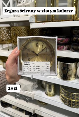 Zegar ścienny złoty promocja w Pepco