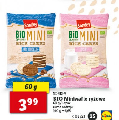 Miniwafelki ryżowe z czekoladą jogurtową bio Sondey promocja