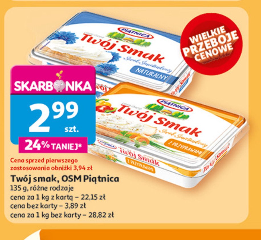 Serek śmietankowy z przyprawami Piątnica twój smak promocja w Auchan