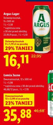 Piwo Argus Lager promocja w Lidl