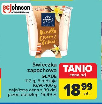 Świeca zapachowa vanilla cream cokies Glade by brise promocja w Carrefour