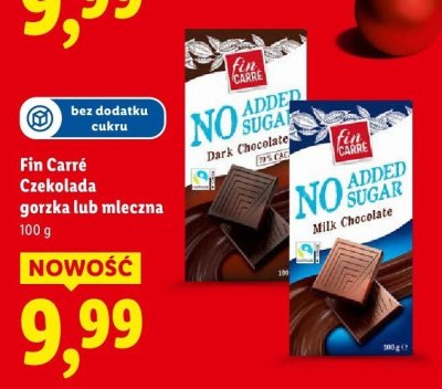 Czekolada Fin Carré Czekolada gorzka lub mleczna promocja w Lidl