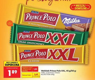 Wafelek Prince Polo XXL milka promocja w Biedronka
