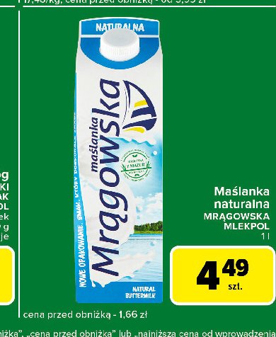 Maślanka naturalna Mlekpol mrągowska promocja w Carrefour Express