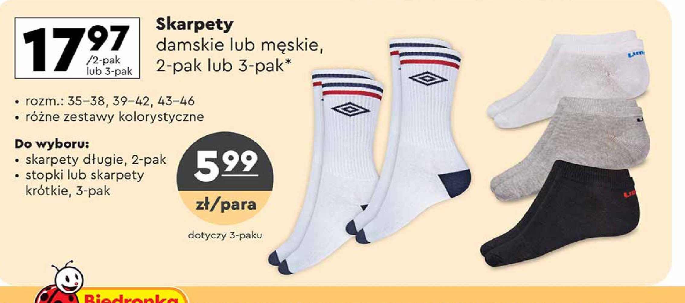 Skarpety damskie 43-46 Umbro promocja