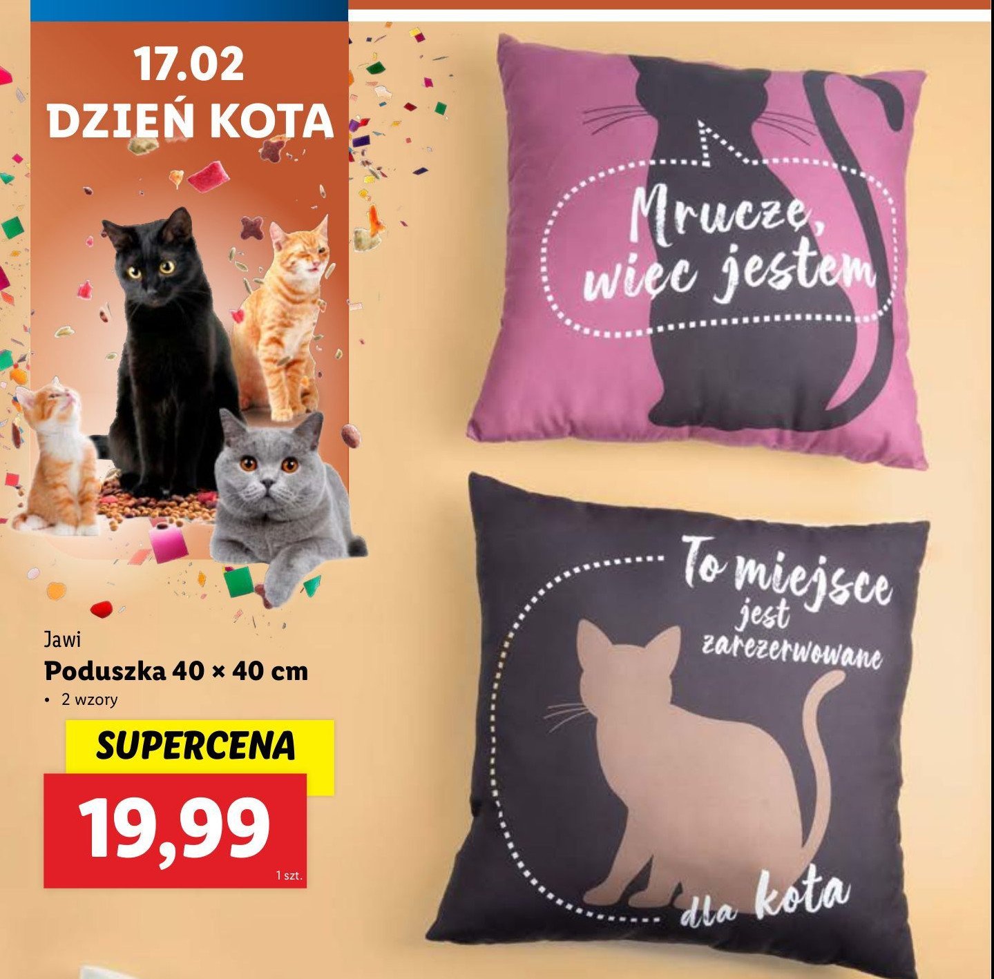 Poduszka 40 x 40 cm z nadrukiem Jawi promocja w Lidl