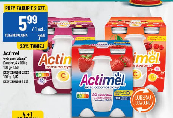 Jogurt wiśnia acerola Danone actimel promocje