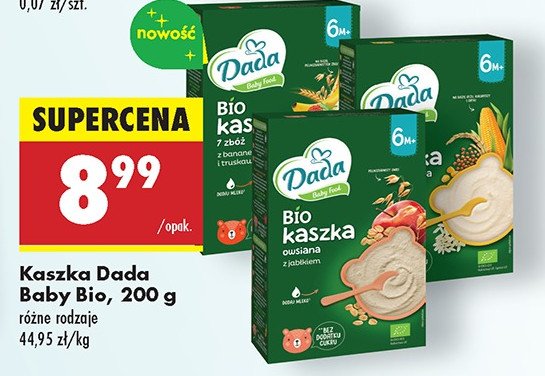 Bio kaszka 7 zbóż banany i truskawki Dada baby food promocja