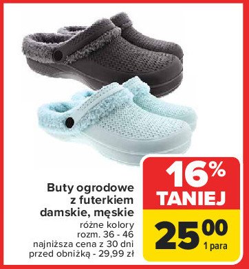 Buty ogrodowe z futerkiem promocja w Carrefour